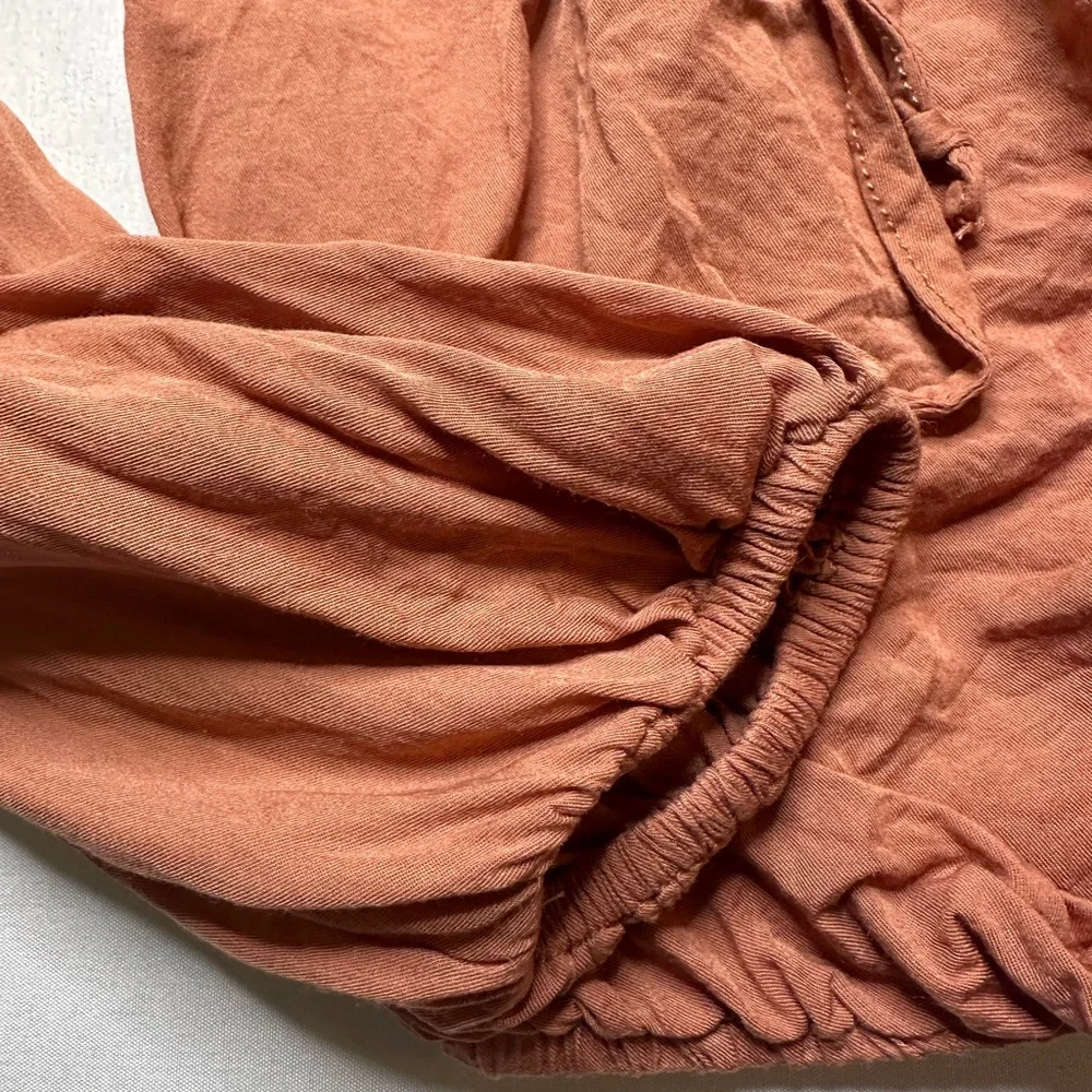 Cotton Candy LA Terracotta Lace-Up Peasant Top Blouse Boho Festival - Picture 6 of 11